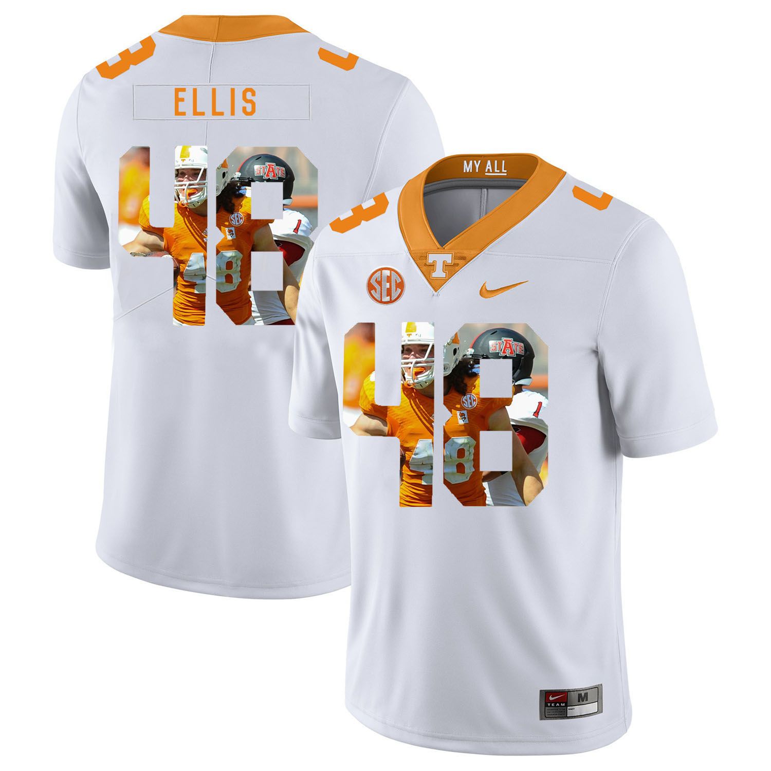 Men Tennessee Volunteers #48 Ellis White Fashion Edition Customized NCAA Jerseys->customized ncaa jersey->Custom Jersey